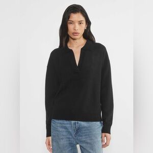 Wilfred Aritzia Clara merino wool polo sweater sz L black